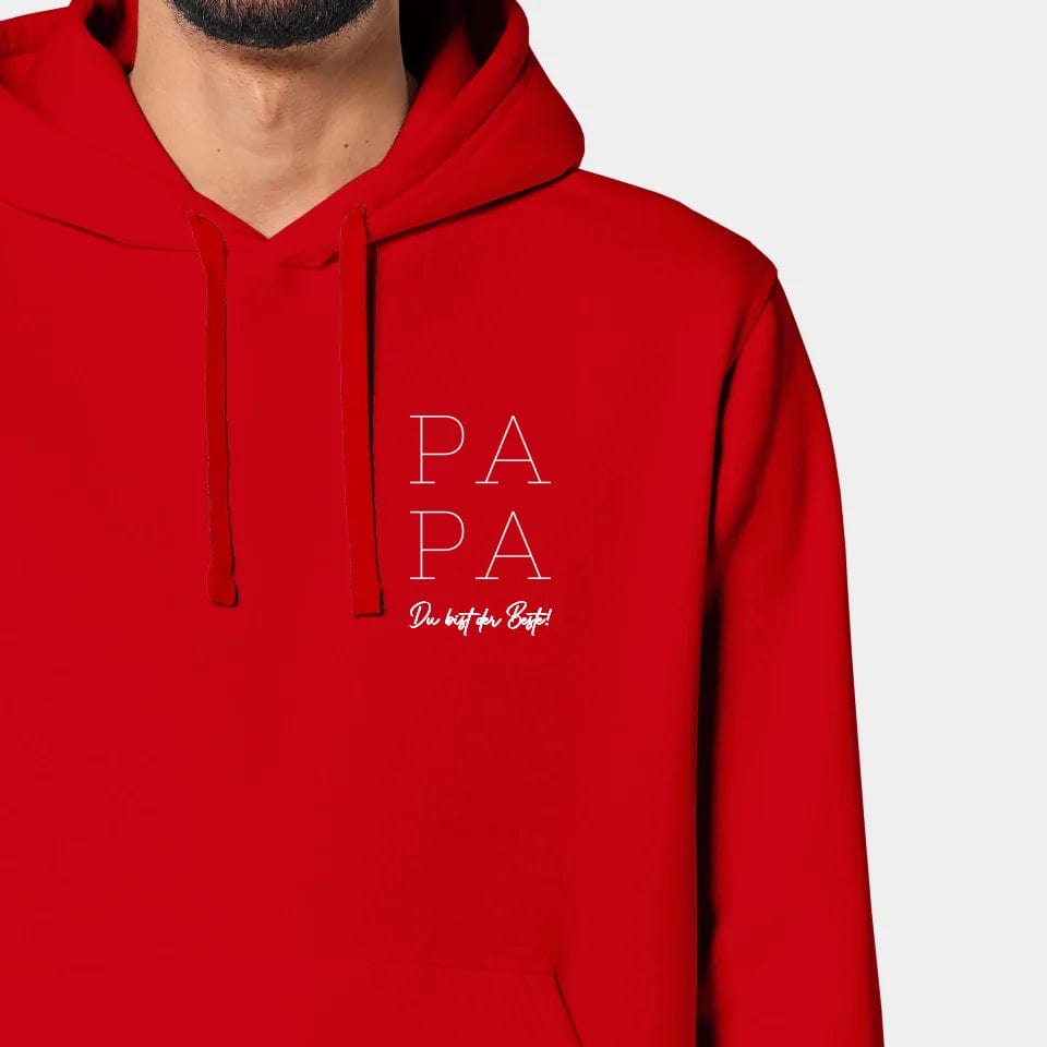 TeeInBlue Hoodie "Papa" Stanley/Stella Drummer 2.0 / rot / XXS - aus nachhaltiger und fairer Produktion