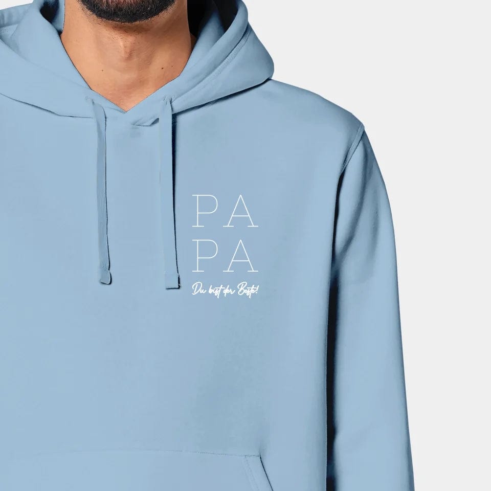 TeeInBlue Hoodie "Papa" Stanley/Stella Drummer 2.0 / sky blue / XS - aus nachhaltiger und fairer Produktion