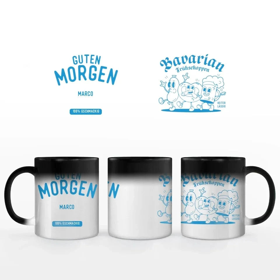 Schmidt Digitaldruck GmbH Motivtasse "Frühschoppen" Keramik-Zaubertasse / Schwarz / 330 ml - aus nachhaltiger und fairer Produktion