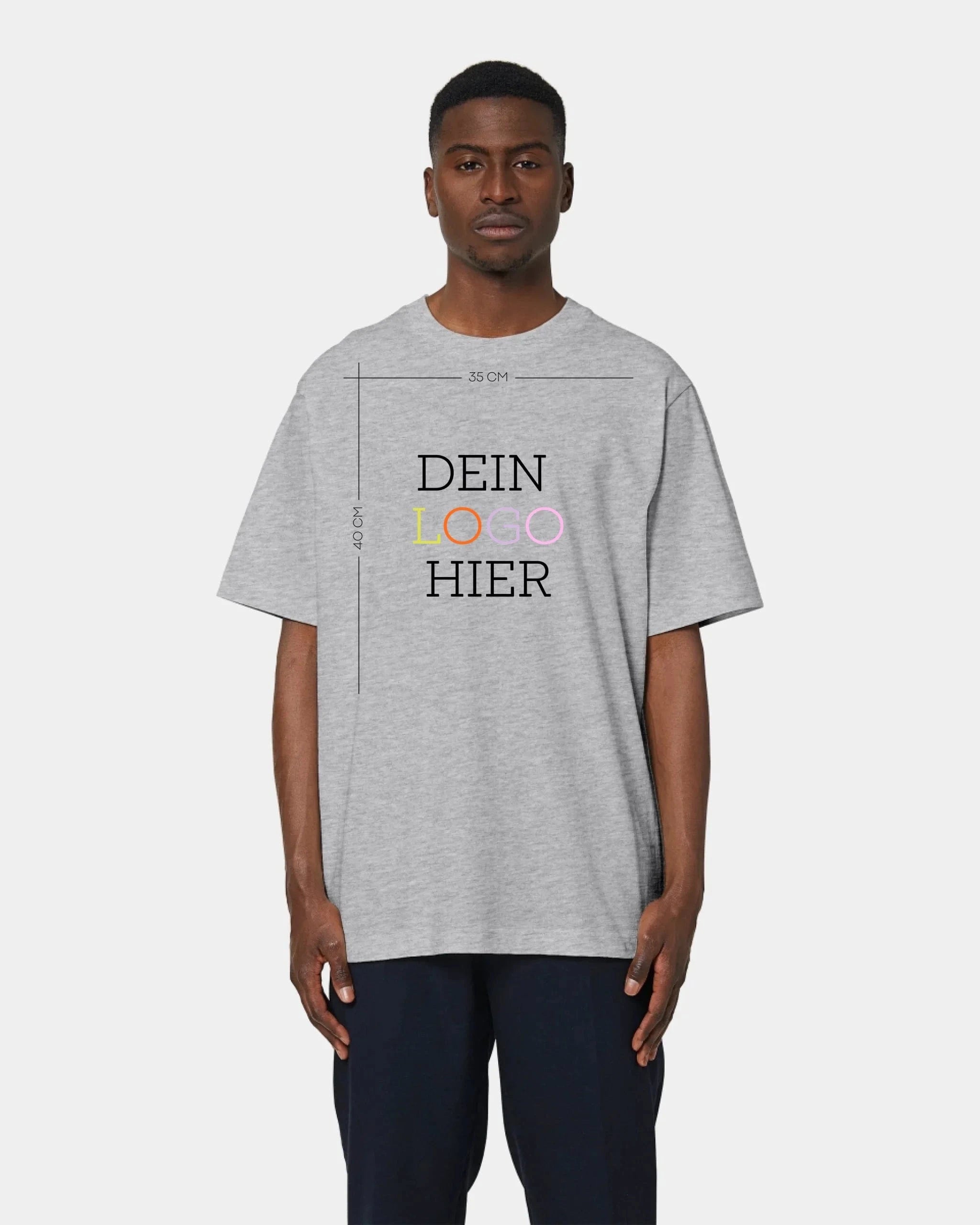 Schmidt Digitaldruck GmbH Personalisiertes T-Shirt "Logo" Oversized / Heather Grey / XXS - aus nachhaltiger und fairer Produktion