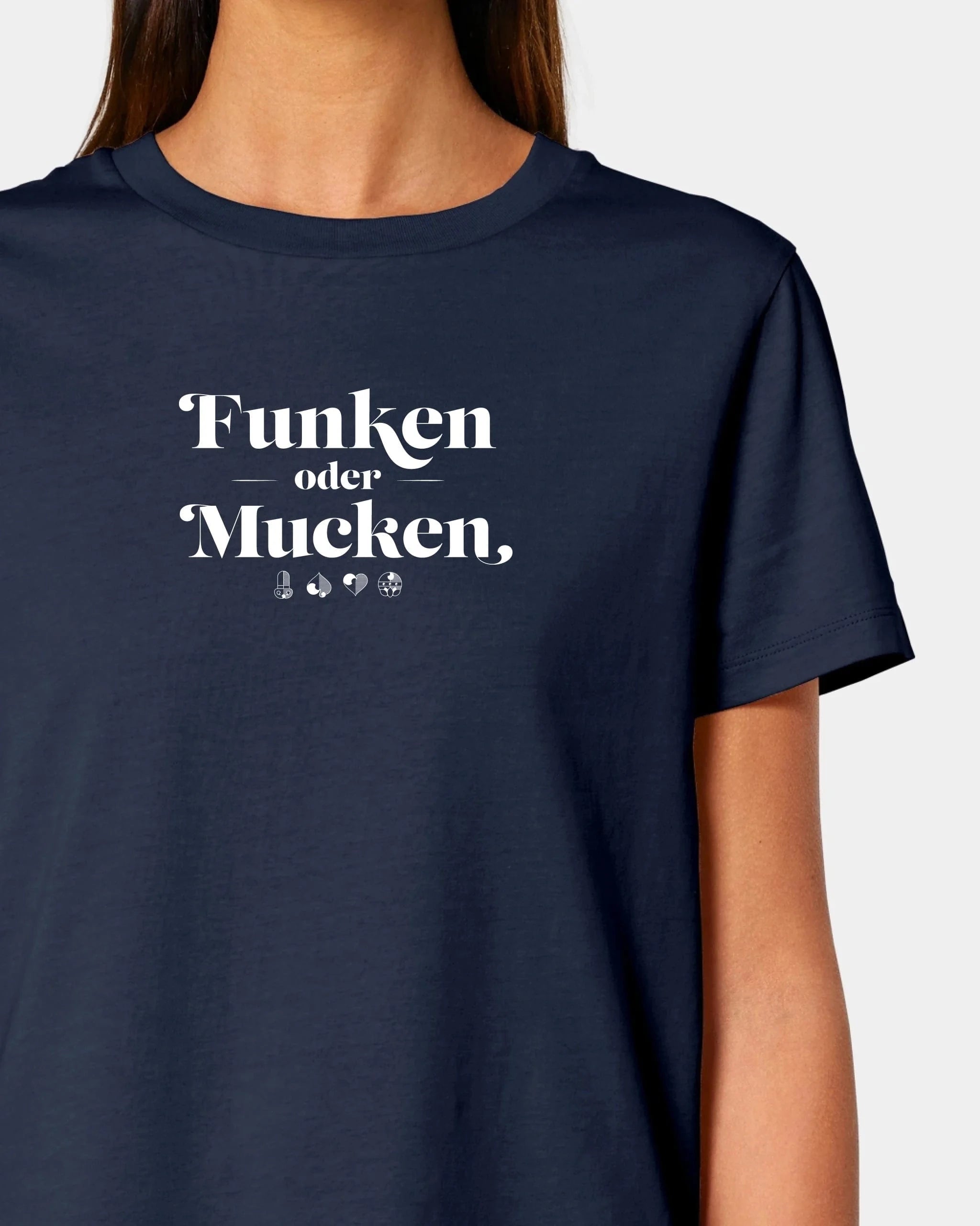 Schmidt Digitaldruck GmbH Personalisiertes T-Shirt "Watten - Funken oder Mucken" Damen / French Navy / XS - aus nachhaltiger und fairer Produktion