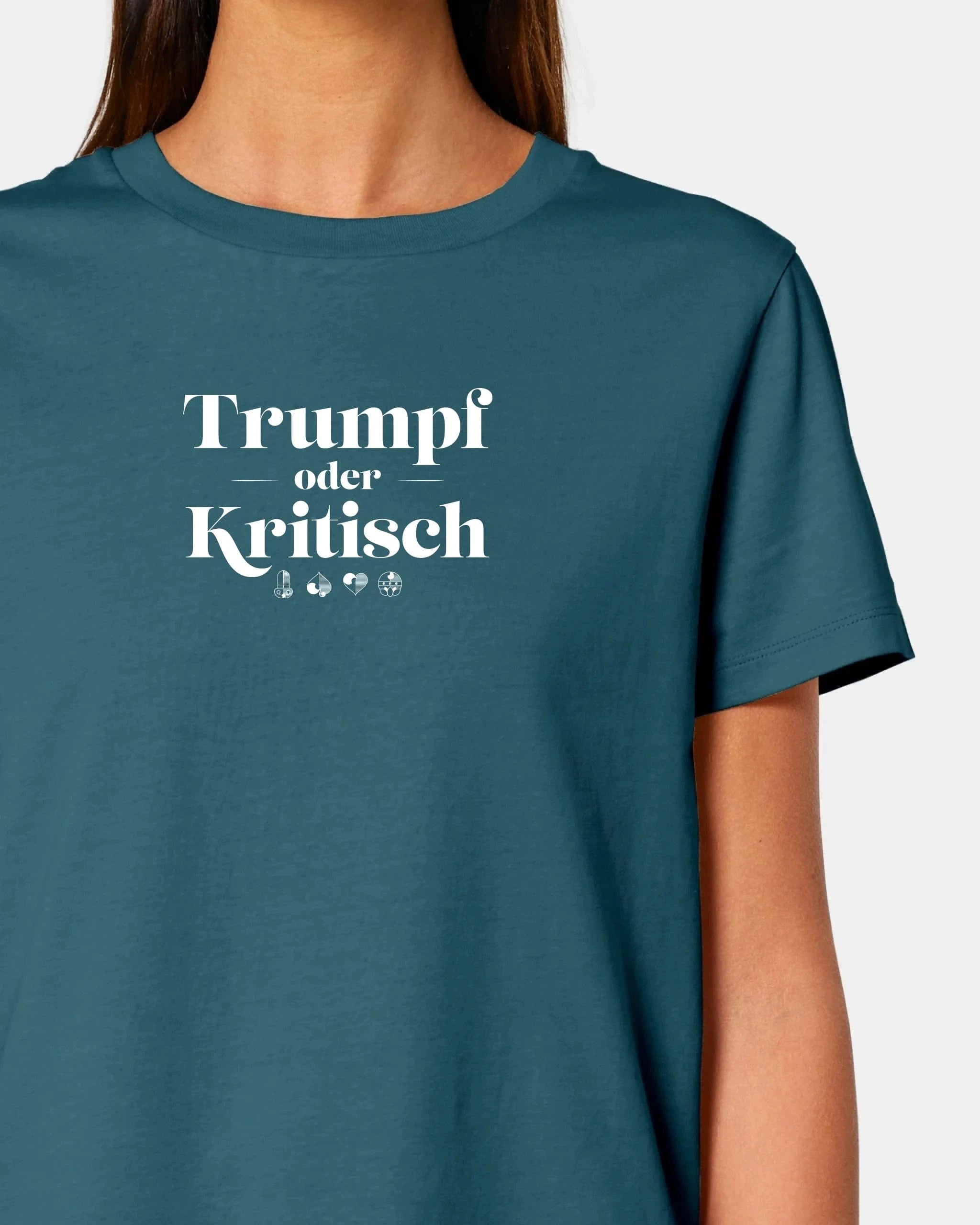 Schmidt Digitaldruck GmbH Personalisiertes T-Shirt "Watten - Trumpf oder Kritisch" Damen / Stargazer / XS - aus nachhaltiger und fairer Produktion