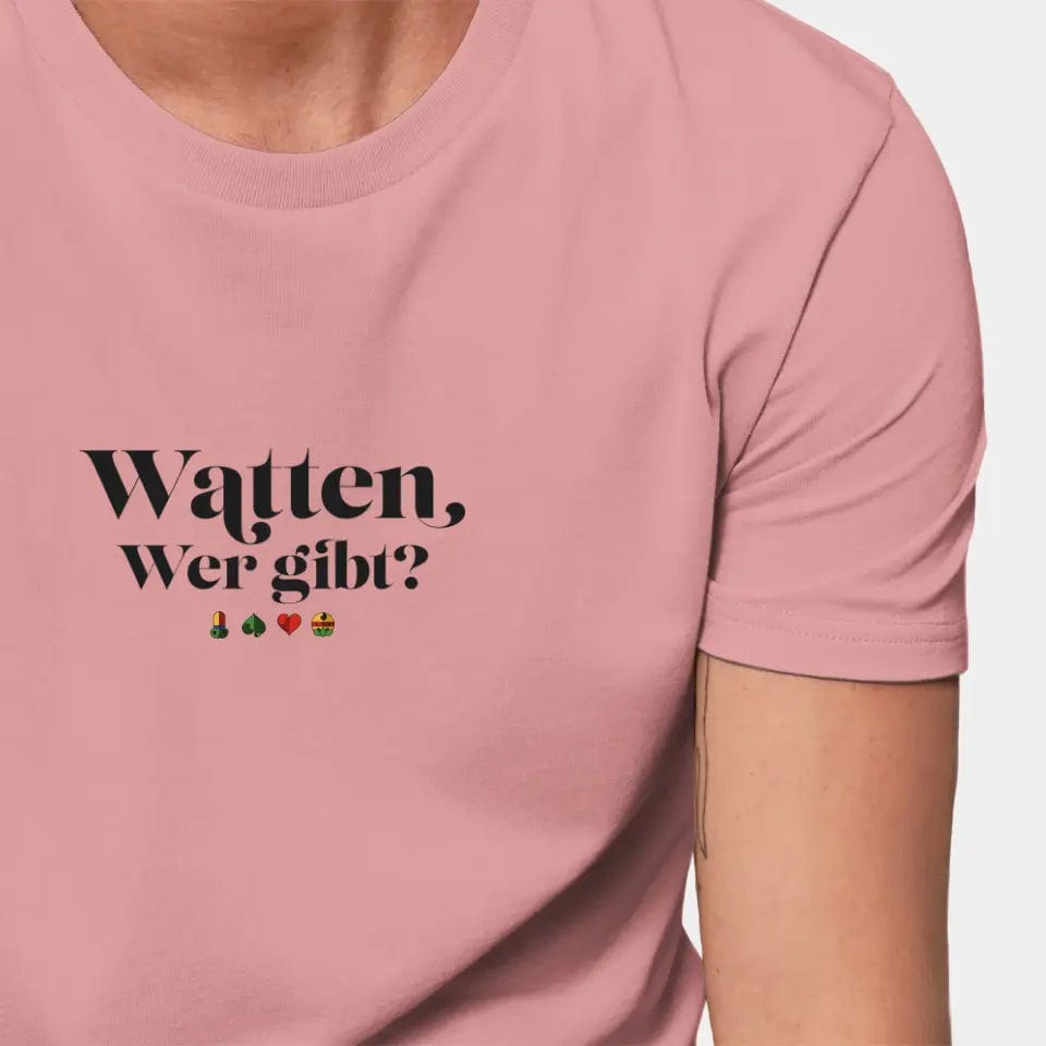 TeeInBlue Personalisiertes T-Shirt "Watten - Wer gibt?" Stanley/Stella Creator / canyon pink / XXS - aus nachhaltiger und fairer Produktion