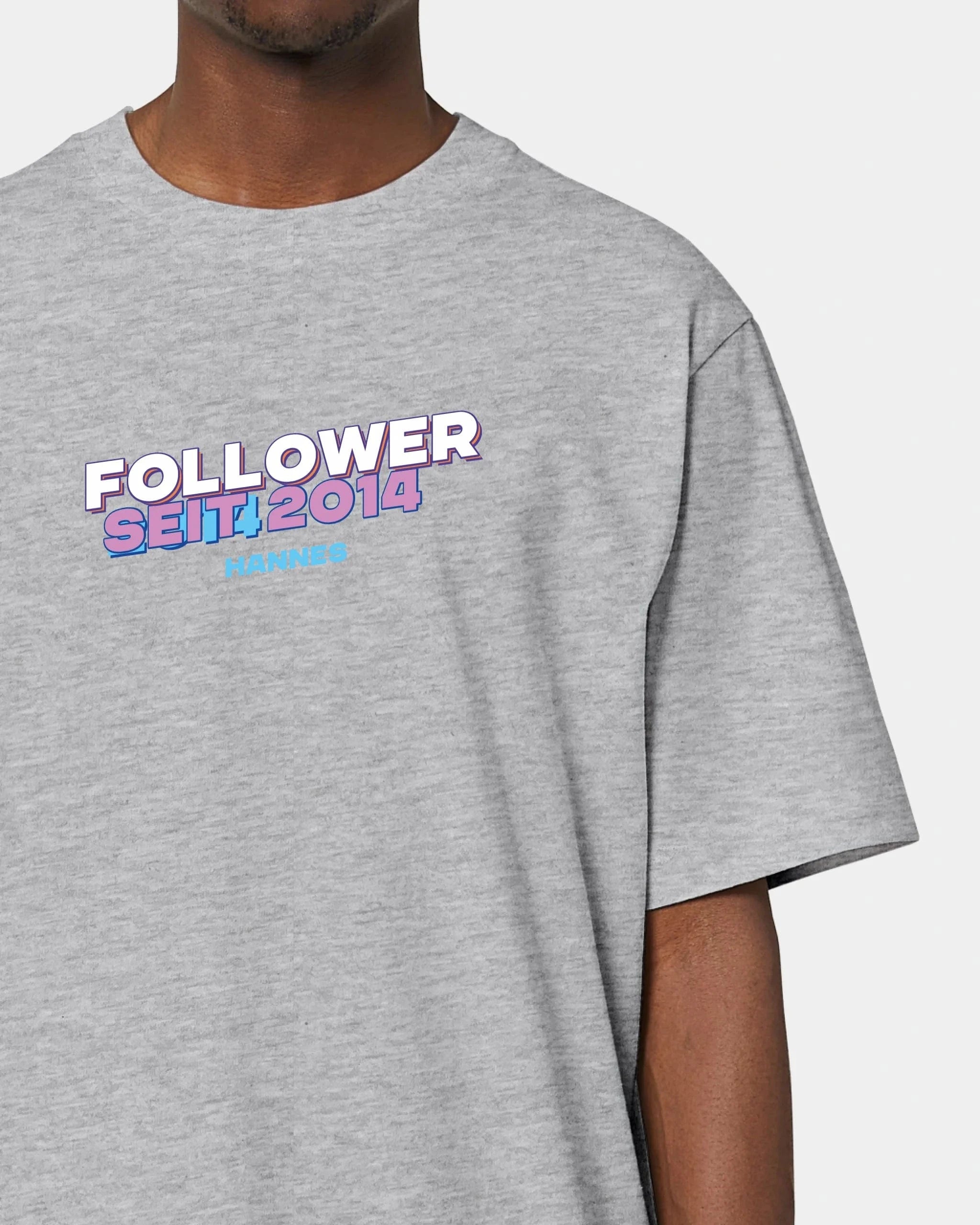Schmidt Digitaldruck GmbH T-Shirt "Follower" Oversized / Heather Grey / XXS - aus nachhaltiger und fairer Produktion