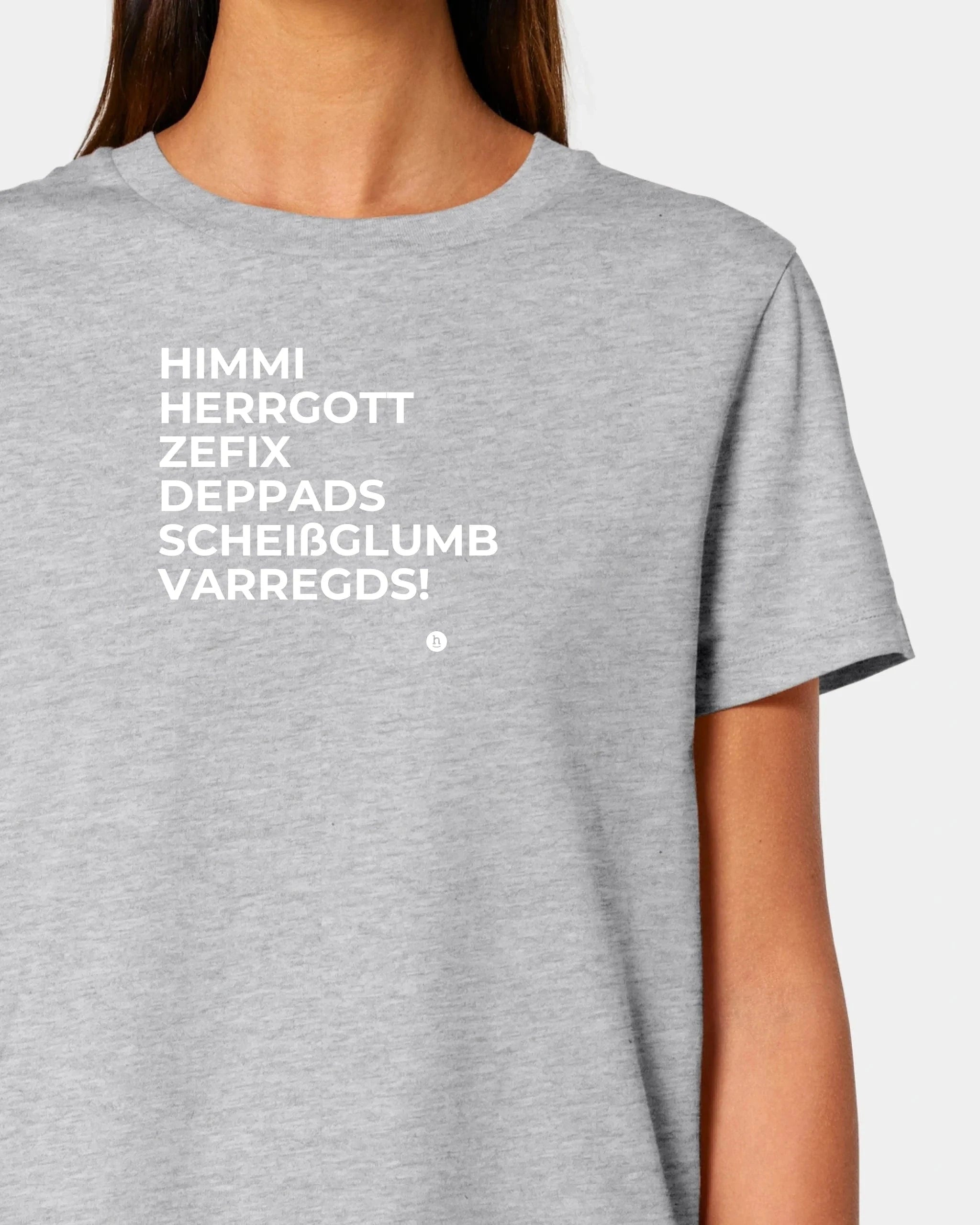 Schmidt Digitaldruck GmbH T-Shirt "Himmi Herrgott" Damen / Heather Grey / XS - aus nachhaltiger und fairer Produktion