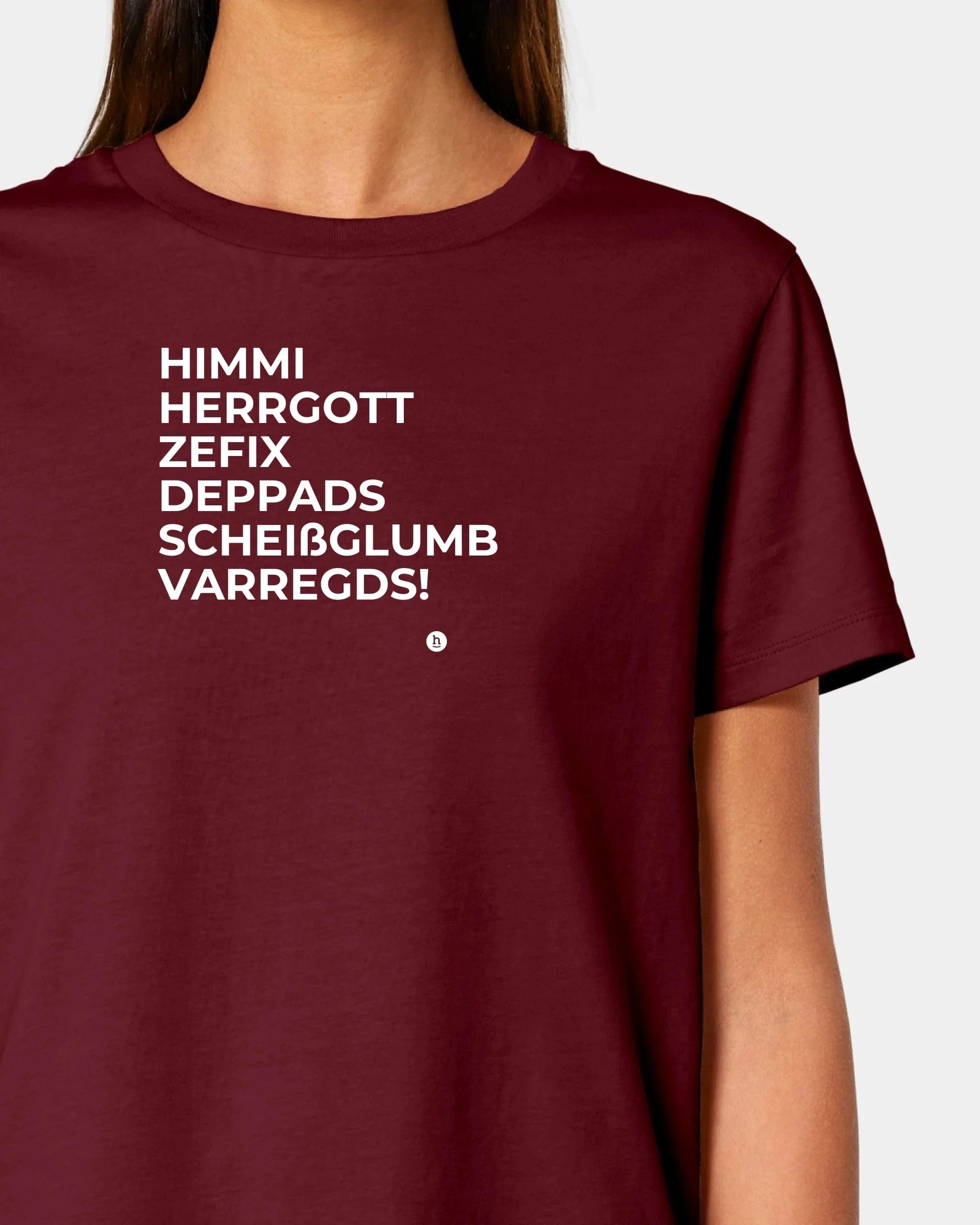 Schmidt Digitaldruck GmbH T-Shirt "Himmi Herrgott" Damen / Burgundy / XS - aus nachhaltiger und fairer Produktion
