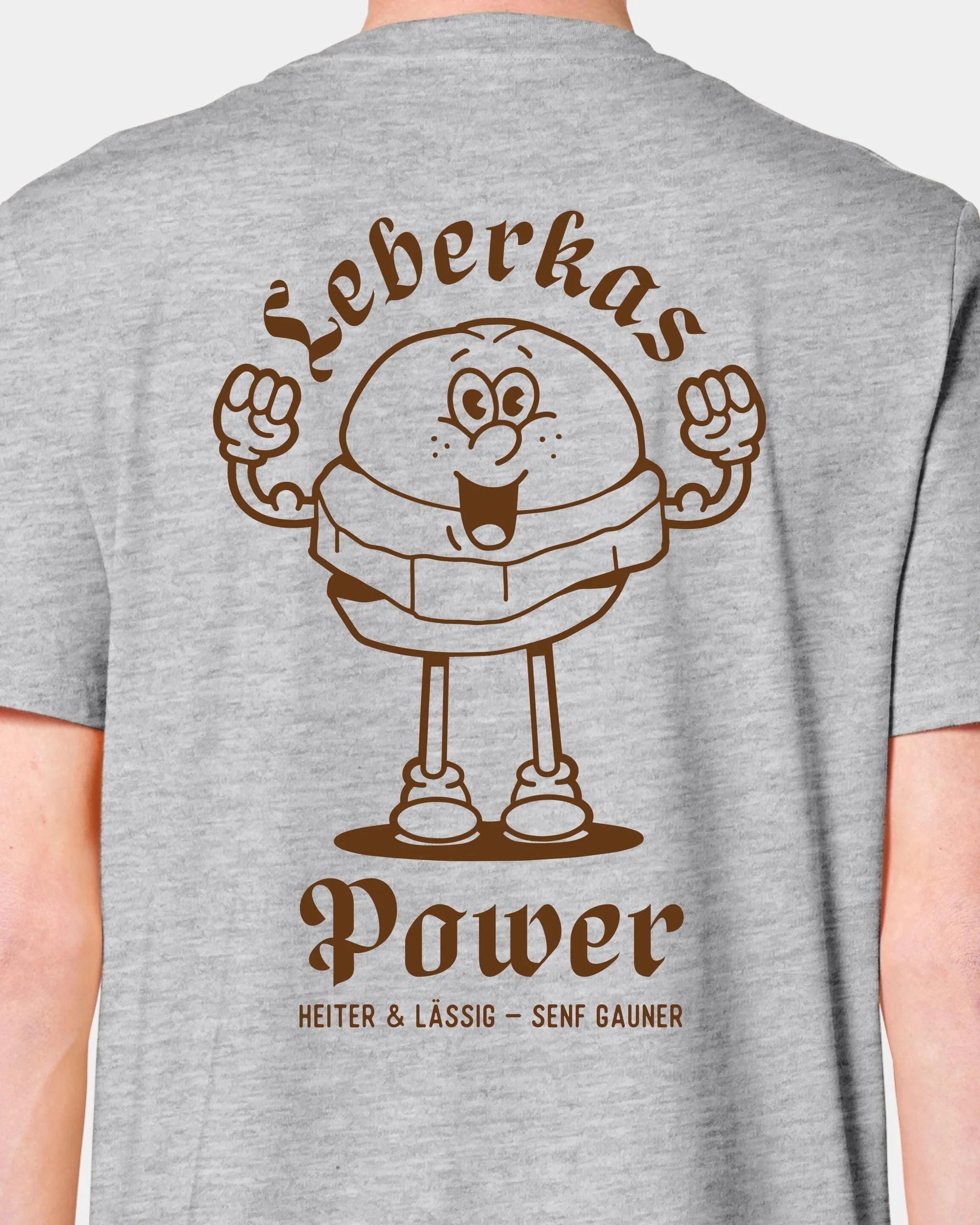 Schmidt Digitaldruck GmbH T-Shirt "Leberkas-Power" Unisex / Heather Grey / XXS - aus nachhaltiger und fairer Produktion