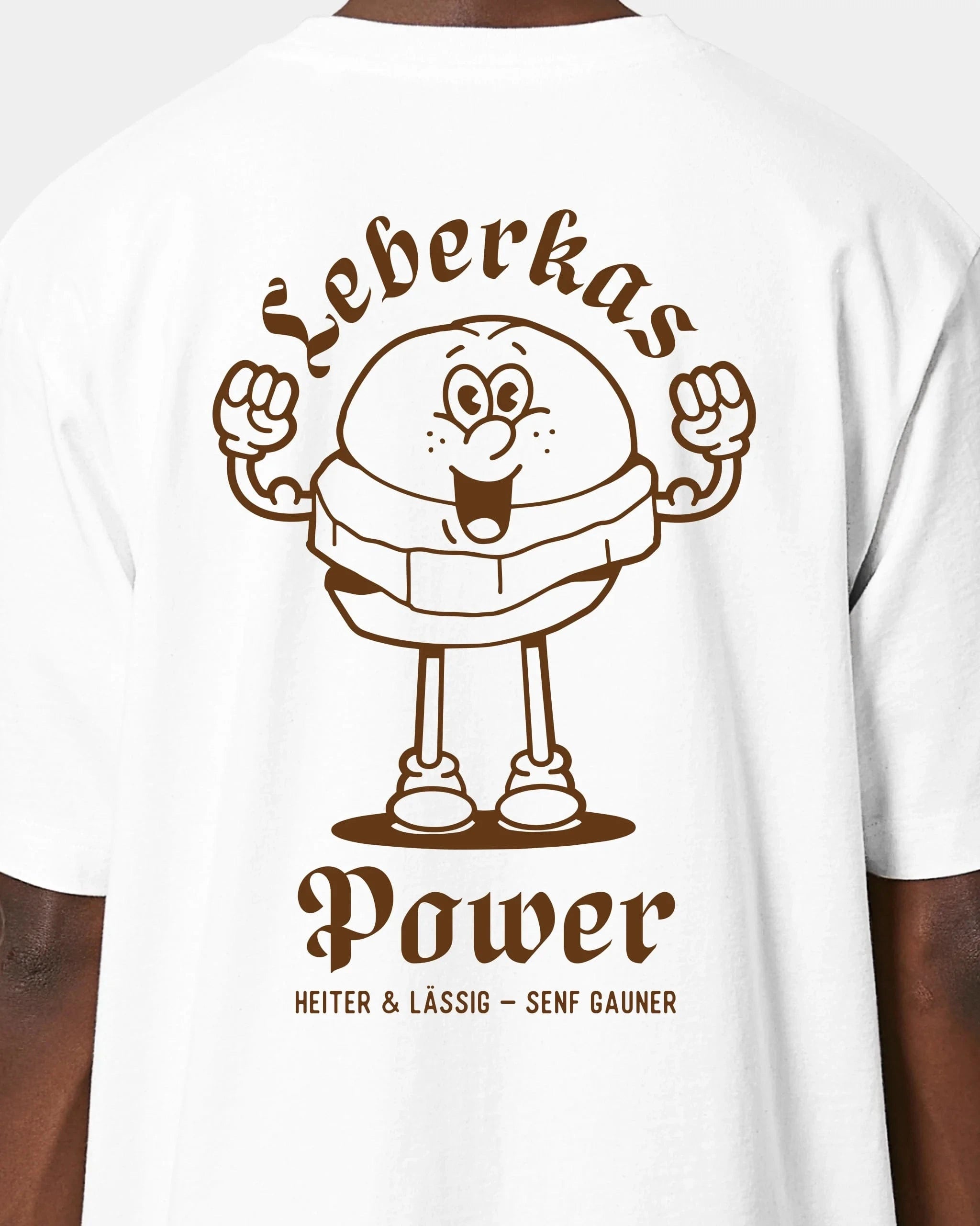 Schmidt Digitaldruck GmbH T-Shirt "Leberkas-Power" Oversized / Weiß / XXS - aus nachhaltiger und fairer Produktion