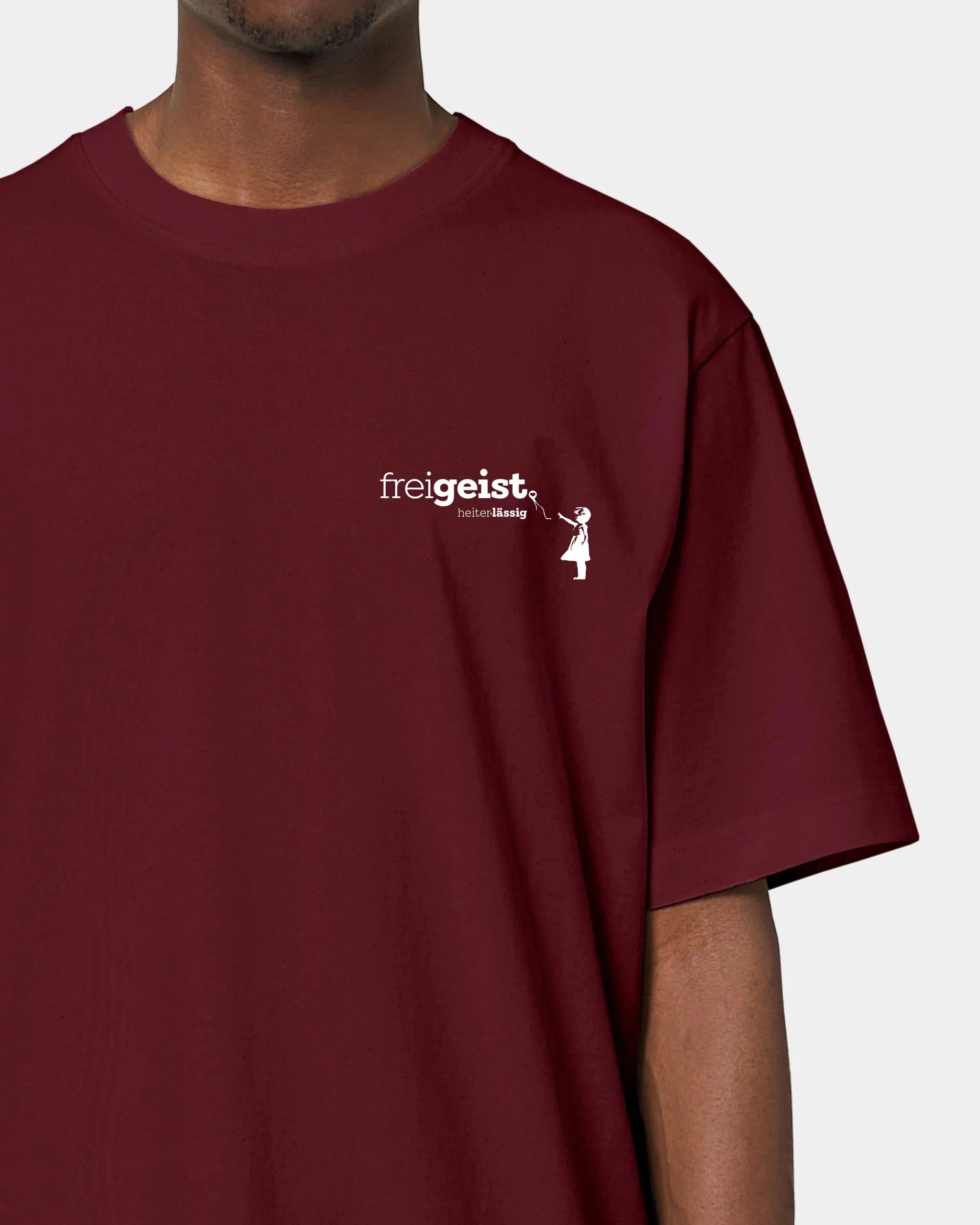 Schmidt Digitaldruck GmbH T-Shirt ORIGINAL "freigeist" Oversized / Burgundy / XXS - aus nachhaltiger und fairer Produktion