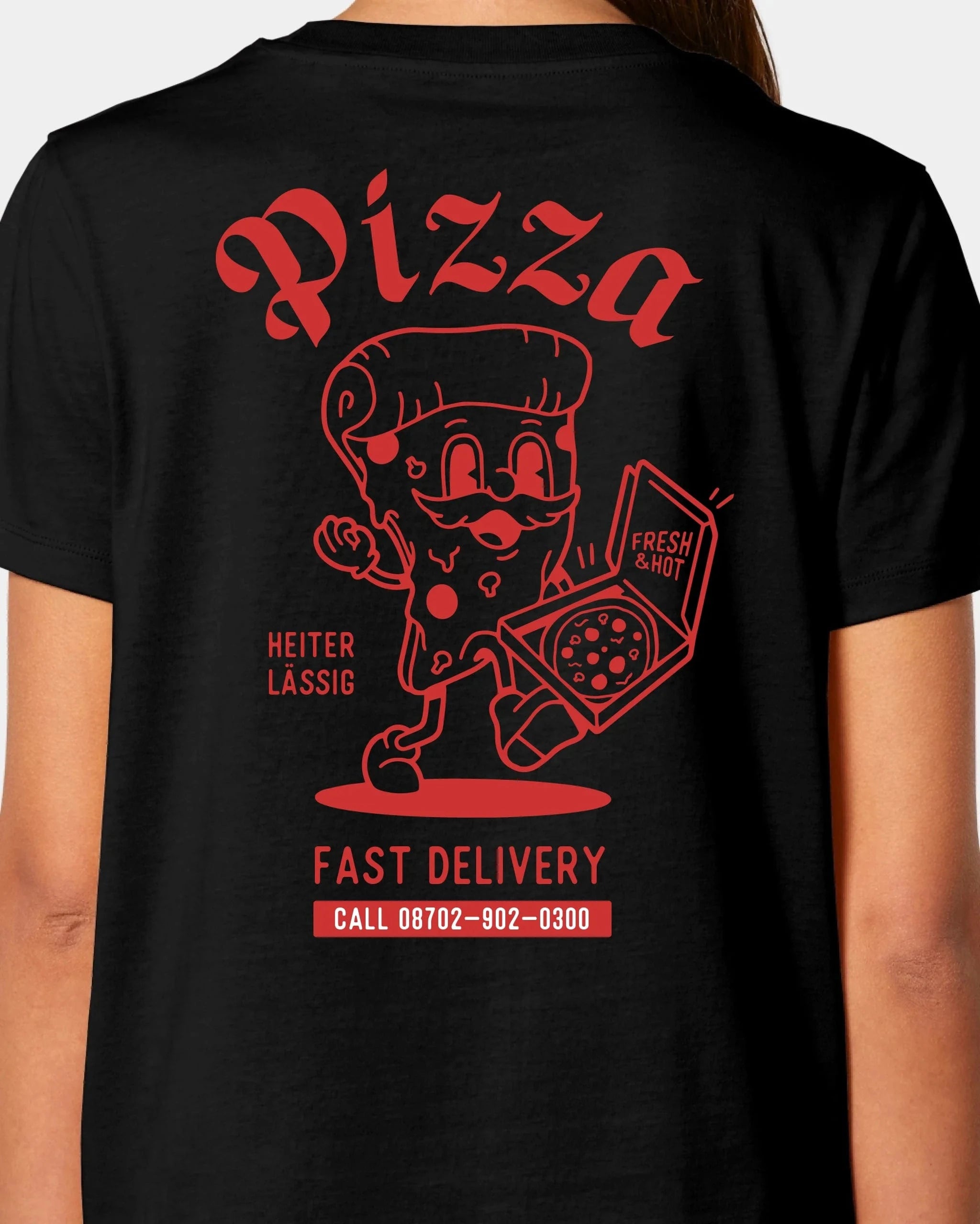 Schmidt Digitaldruck GmbH T-Shirt "Pizza" Damen / Schwarz / XS - aus nachhaltiger und fairer Produktion
