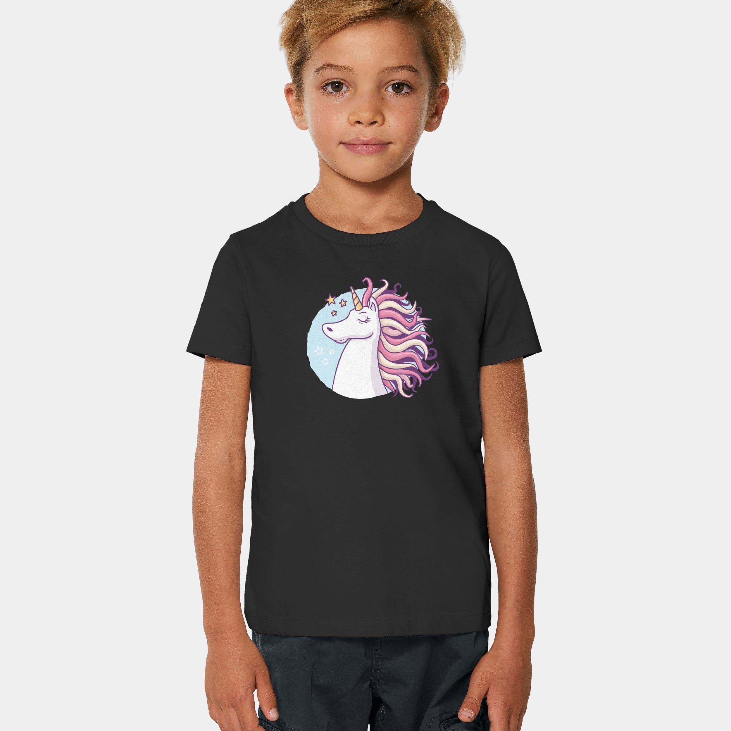 HEITER & LÄSSIG T-Shirt "Einhorn-Beautiful" 98/104 / schwarz - aus nachhaltiger und fairer Produktion