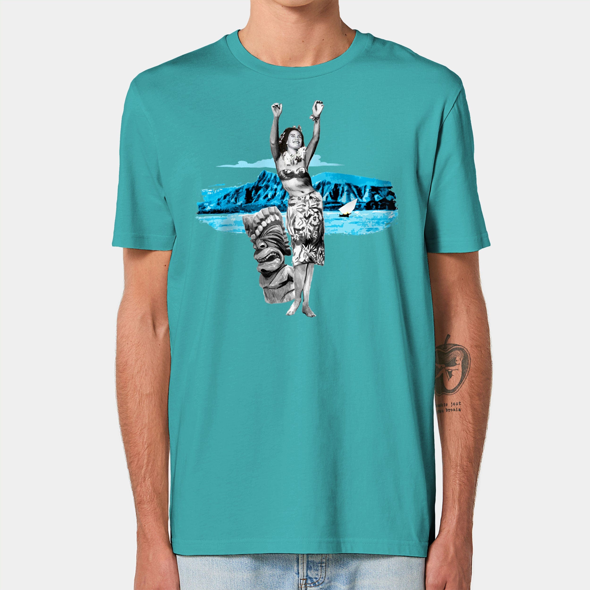 HEITER & LÄSSIG T-Shirt "Hawaii" XXS / teal monstera - aus nachhaltiger und fairer Produktion