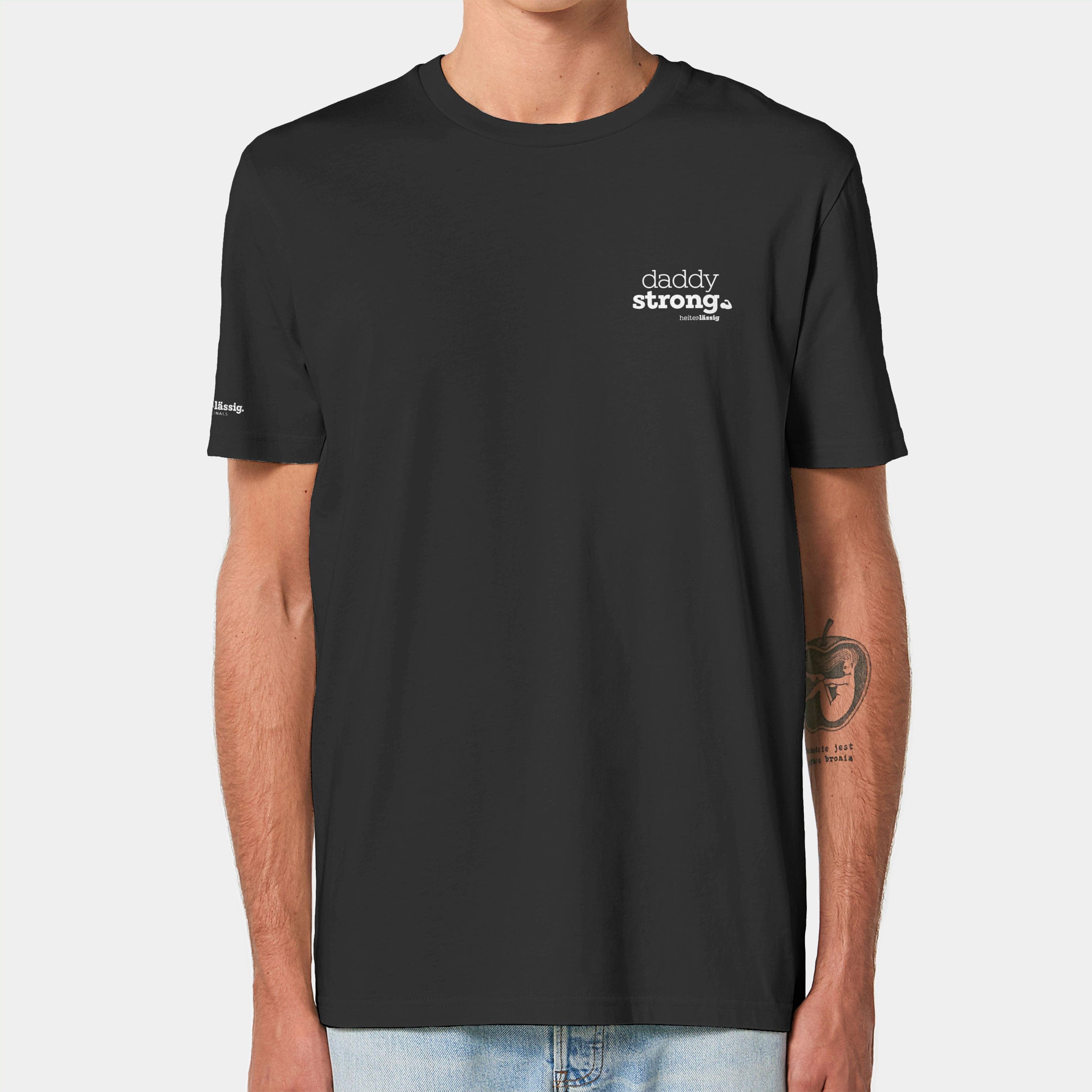 HEITER & LÄSSIG T-Shirt ORIGINAL "daddystrong" XXS / schwarz - aus nachhaltiger und fairer Produktion